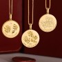 Custom baby Hand & Footprint round pendant in 18K Gold