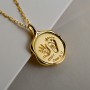 Custom Baby Hand & Footprint 18K Gold Pendant in Wax Seal Style
