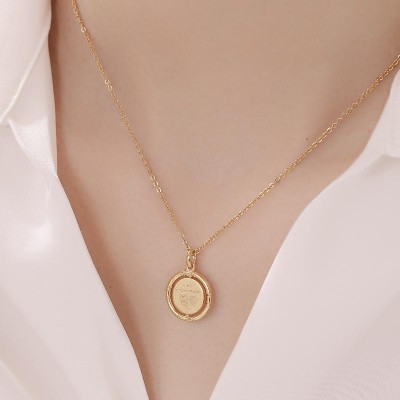 Custom Baby Fingerprint Pendant with Optional Engraving & Rotating in 18K Gold