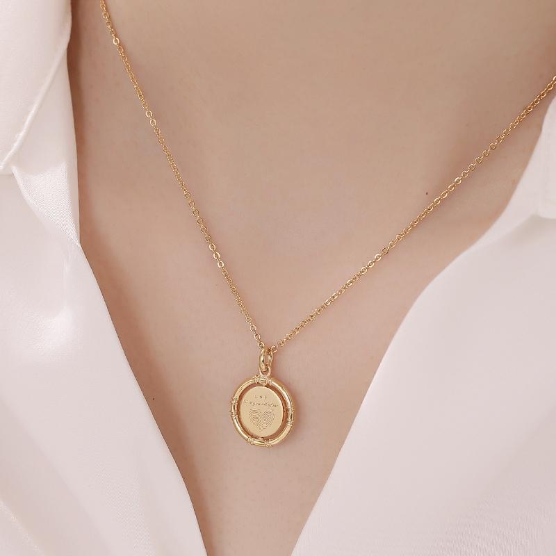 Custom Baby Fingerprint Pendant with Optional Engraving & Rotating in 18K Gold