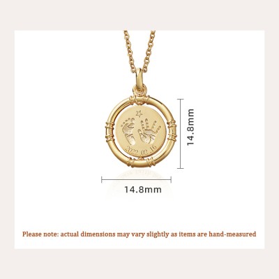 Custom Baby Fingerprint Pendant with Optional Engraving & Rotating in 18K Gold