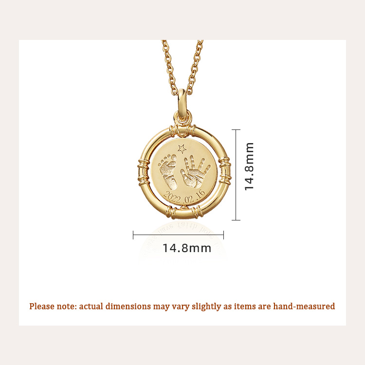 Custom Baby Fingerprint Pendant with Optional Engraving & Rotating in 18K Gold