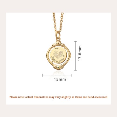 Custom Baby Fingerprint Pendant with Optional Engraving & Rotating in 18K Gold
