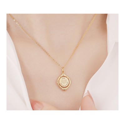 Custom Baby Fingerprint Pendant with Optional Engraving & Rotating in 18K Gold