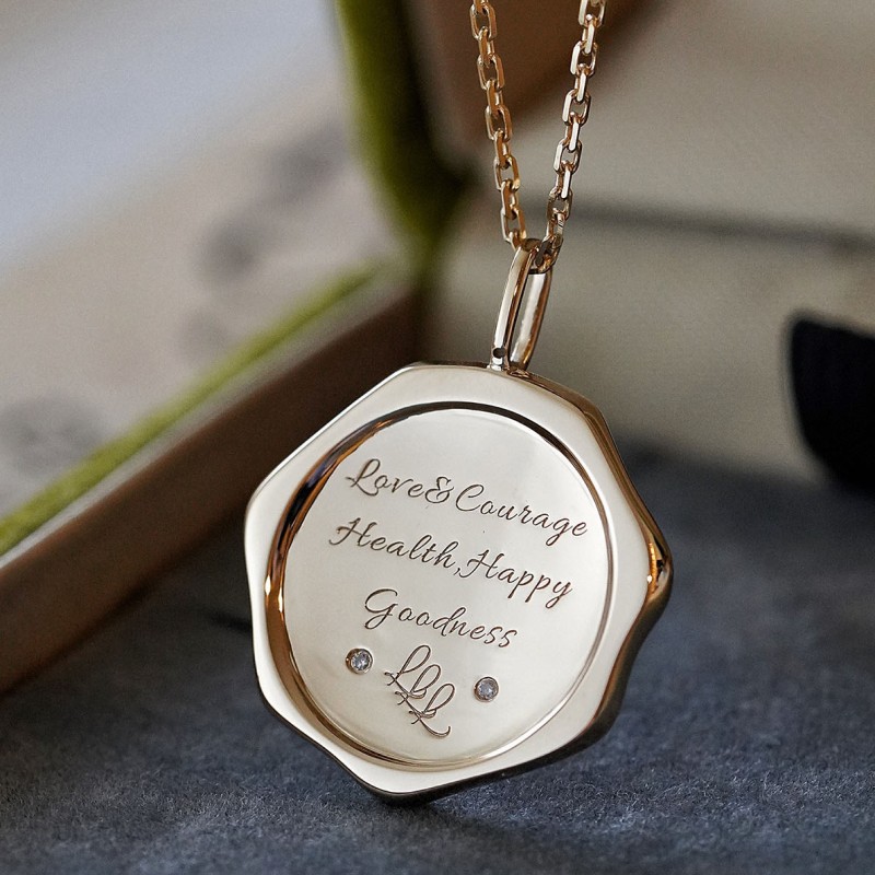 Custom Baby Hand and Footprint Pendant in 18K Gold - Irregular Shape Keepsake Jewelry