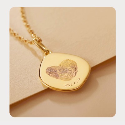 Custom Baby Footprint and Handprint Pendant in 18K Gold - Irregular Shape Keepsake Jewelry