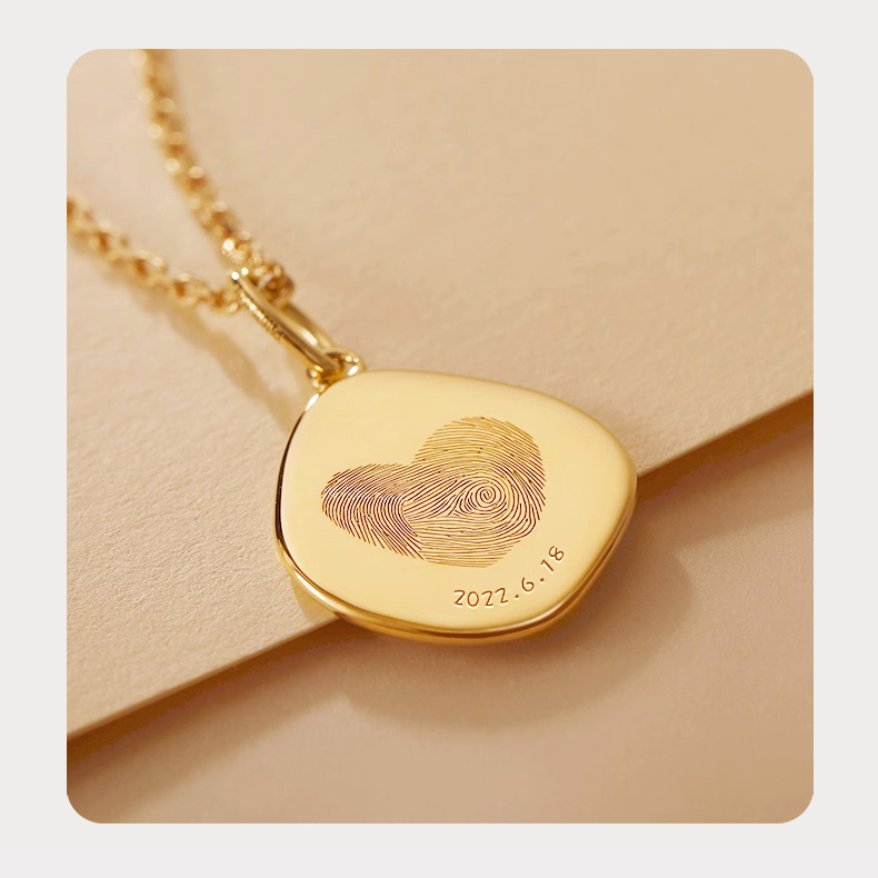 Custom Baby Footprint and Handprint Pendant in 18K Gold - Irregular Shape Keepsake Jewelry