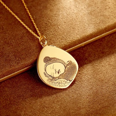 Custom Baby Footprint and Handprint Pendant in 18K Gold - Irregular Shape Keepsake Jewelry