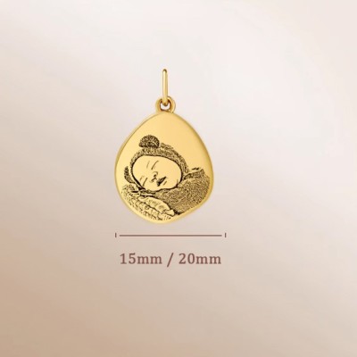 Custom Baby Footprint and Handprint Pendant in 18K Gold - Irregular Shape Keepsake Jewelry