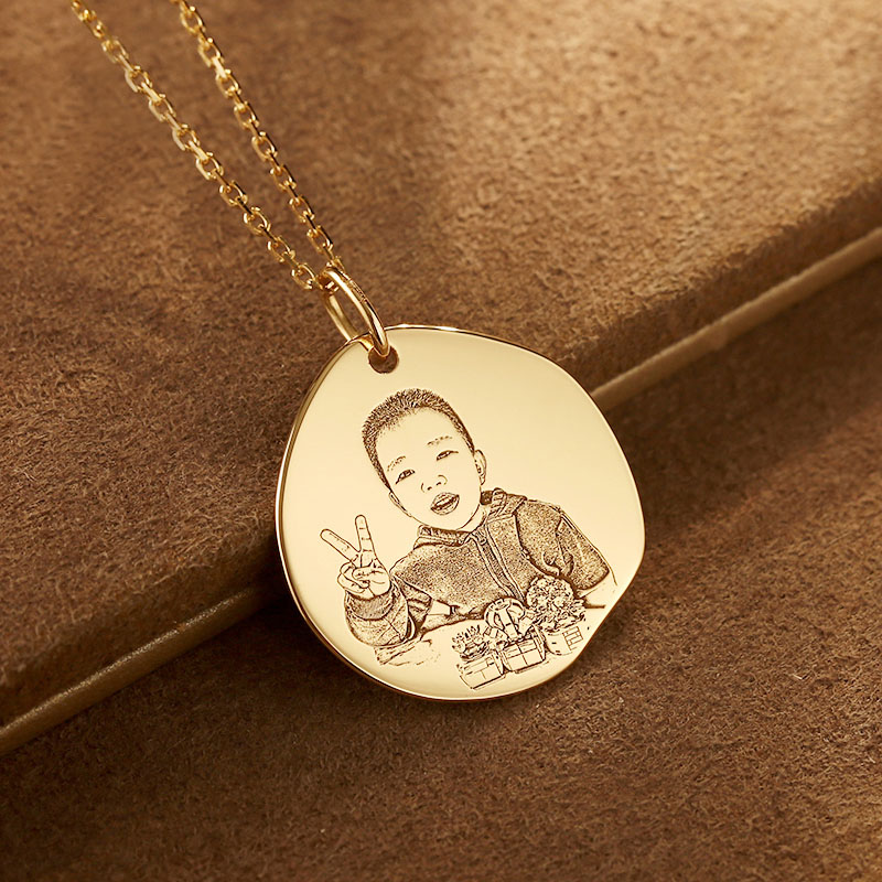 Custom Baby Footprint and Handprint Pendant in 18K Gold - Irregular Shape Keepsake Jewelry