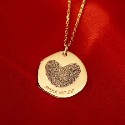 Custom Baby Fingerprint Pendant in 18K Gold - Unique Freeform Keepsake Necklace