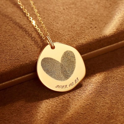 Custom Baby Fingerprint Pendant in 18K Gold - Unique Freeform Keepsake Necklace