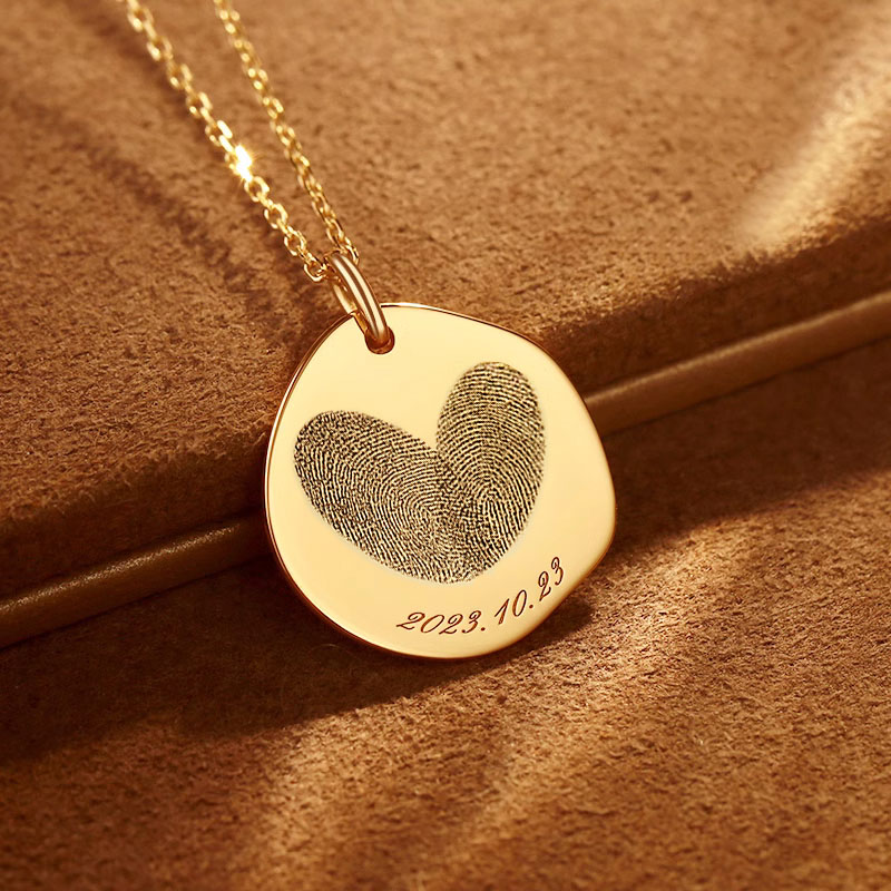Custom Baby Fingerprint Pendant in 18K Gold - Unique Freeform Keepsake Necklace