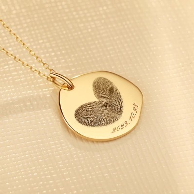 Custom Baby Fingerprint Pendant in 18K Gold - Unique Freeform Keepsake Necklace