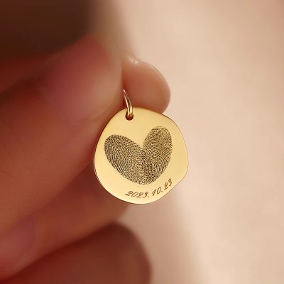 Custom Baby Fingerprint Pendant in 18K Gold - Unique Freeform Keepsake Necklace