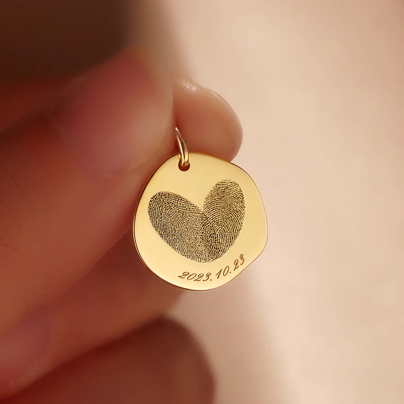 Custom Baby Fingerprint Pendant in 18K Gold - Unique Freeform Keepsake Necklace