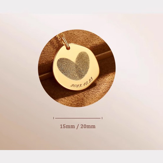 Custom Baby Fingerprint Pendant in 18K Gold - Unique Freeform Keepsake Necklace