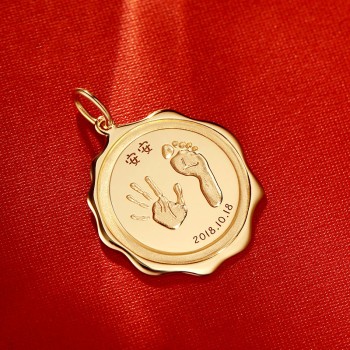 Custom Baby Fingerprint & Handprint & Footprint Pendant in 18K Gold - The Ultimate Personalized Keepsake