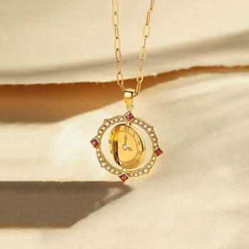 Ruby and Diamond Baby Handprint & Footprint Pendant in 18K Gold - Custom Luxury Keepsake
