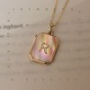 Custom Initial Necklace - 18K Gold Pink Mother-of-Pearl Square Pendant