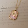 Custom Initial Necklace - 18K Gold Pink Mother-of-Pearl Square Pendant
