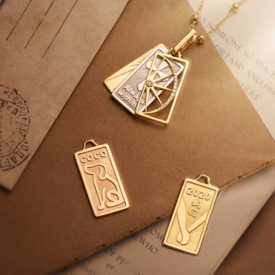 Vintage Stacking Pendant - Custom 18K Gold Rectangular Openwork Charm