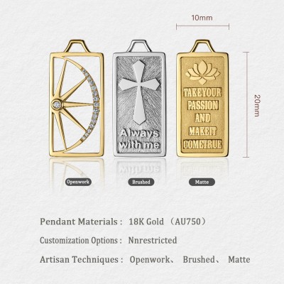 Vintage Stacking Pendant - Custom 18K Gold Rectangular Openwork Charm
