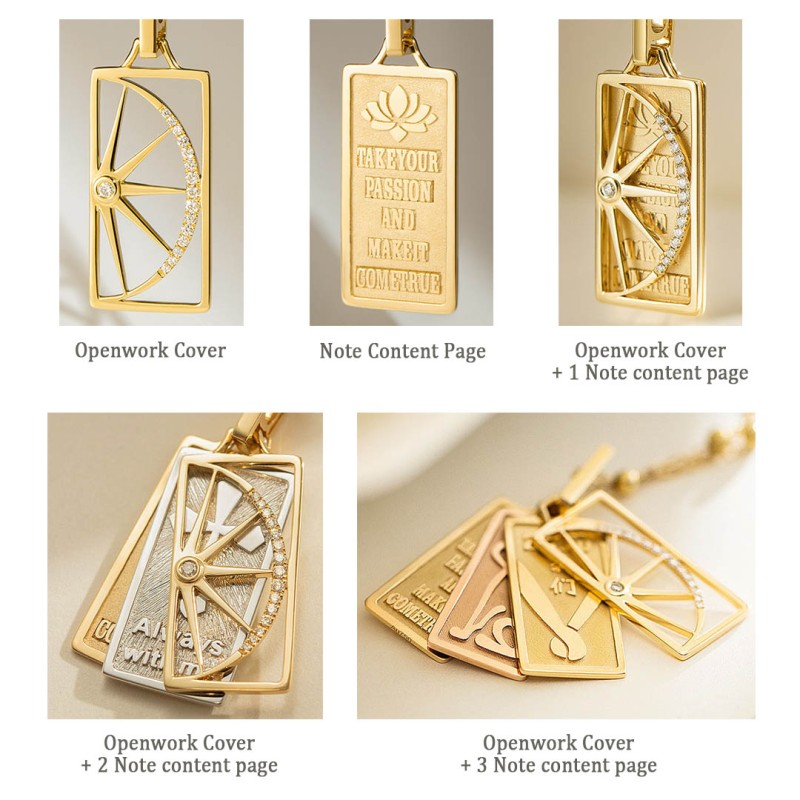 Vintage Stacking Pendant - Custom 18K Gold Rectangular Openwork Charm