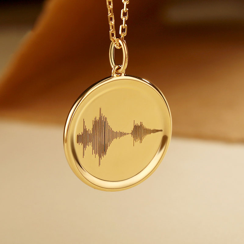 Custom-18K Gold-Pendant-Sound Wave-Your Love-Message