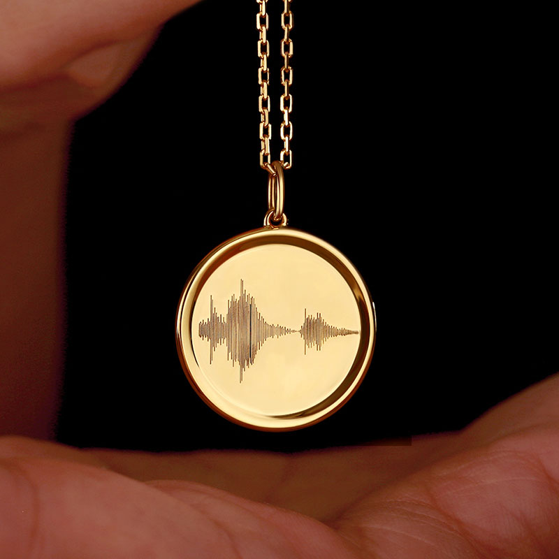 Custom-18K Gold-Pendant-Sound Wave-Your Love-Message