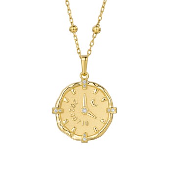Diamond-Accented Baby Birth Time Pendant in 18K Gold - Custom Engraved Watch Dial Necklace