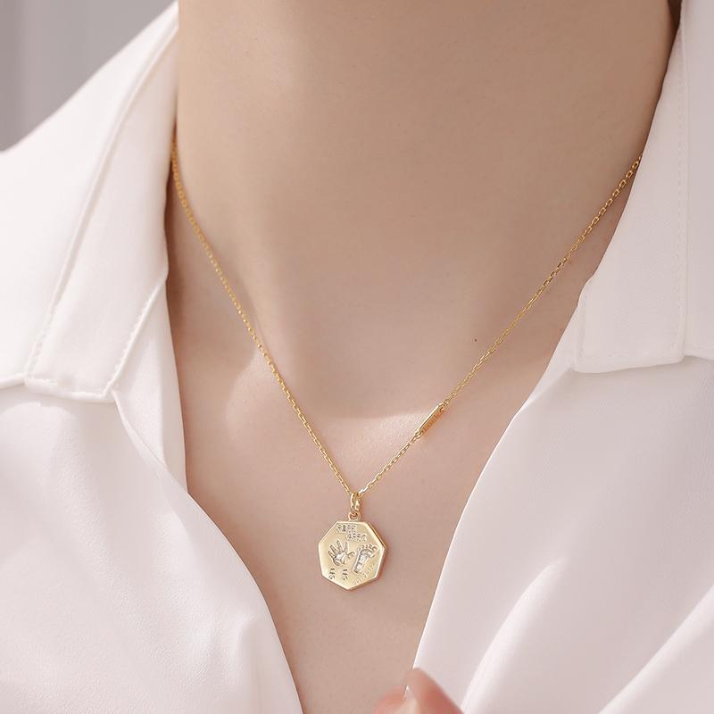 Custom Baby Hand and Footprint Pendant in 18K Gold