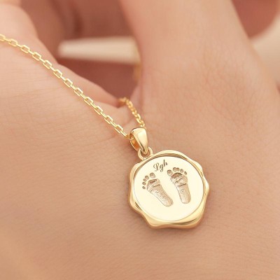 Baby Handprint and Footprint Seal Pendant - Wax Seal Style