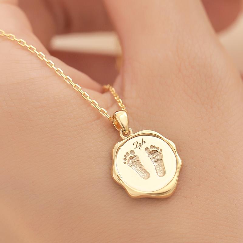 Baby Handprint and Footprint Seal Pendant - Wax Seal Style