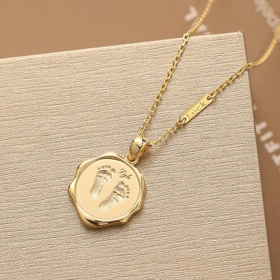 Baby Handprint and Footprint Seal Pendant - Wax Seal Style