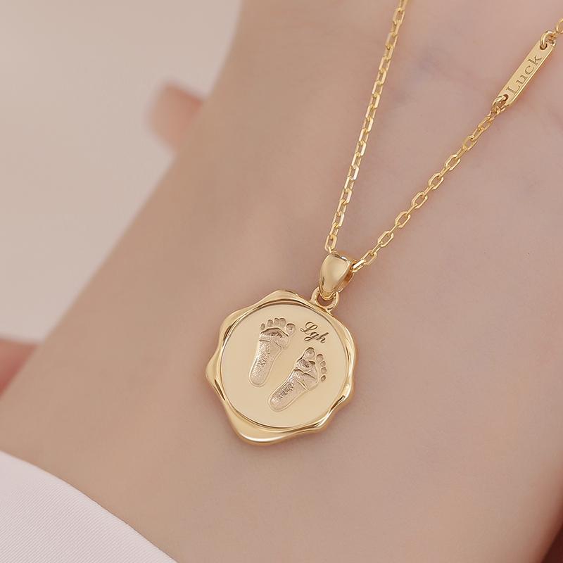 Baby Handprint and Footprint Seal Pendant - Wax Seal Style