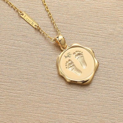 Baby Handprint and Footprint Seal Pendant - Wax Seal Style