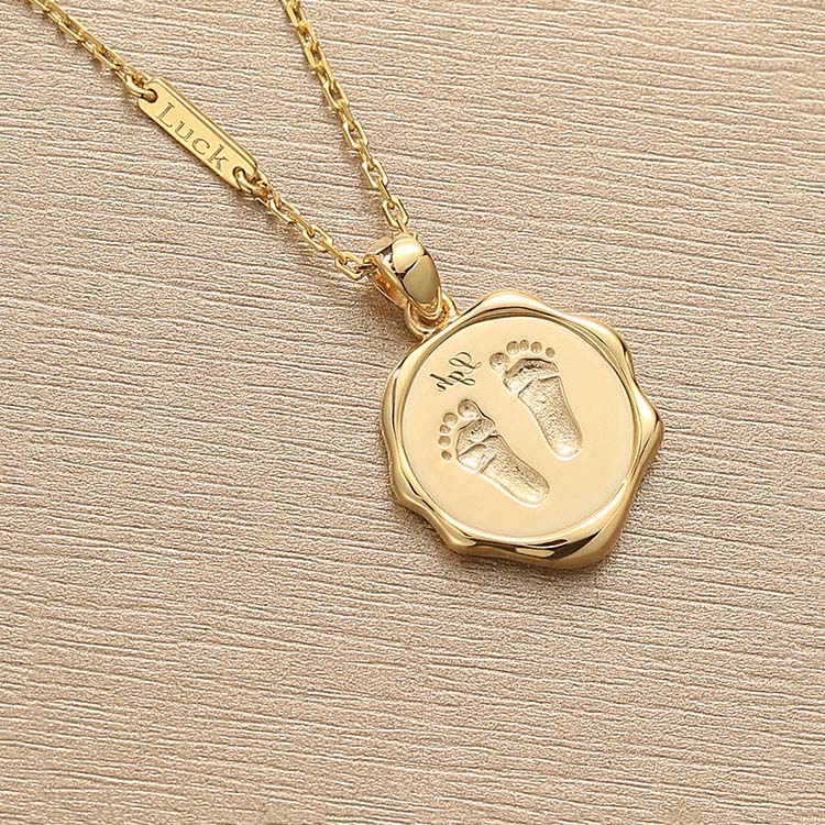 Baby Handprint and Footprint Seal Pendant - Wax Seal Style