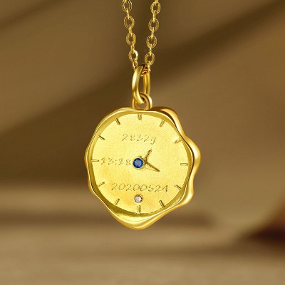 Custom Baby Hand & Footprint Wax Seal Watch-Face Pendant in 18K Gold