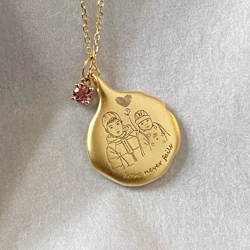 Custom Baby Hand & Footprint Wax Seal Watch-Face Pendant in 18K Gold