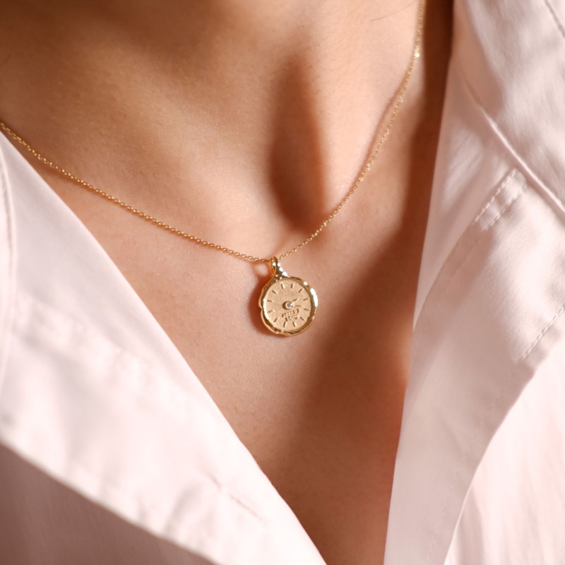 Custom Baby Hand & Footprint Wax Seal Watch-Face Pendant in 18K Gold