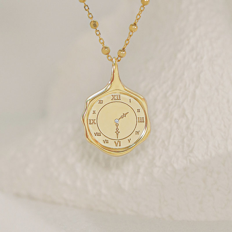 Custom Baby Hand & Footprint Wax Seal Watch-Face Pendant in 18K Gold
