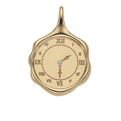 Custom Baby Hand & Footprint Wax Seal Watch-Face Pendant in 18K Gold