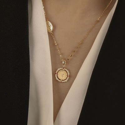 Spinning Custom Baby Handprint & Footprint Pendant in 18K Gold with Ruby Accents