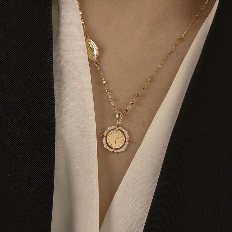 Spinning Custom Baby Handprint & Footprint Pendant in 18K Gold with Ruby Accents